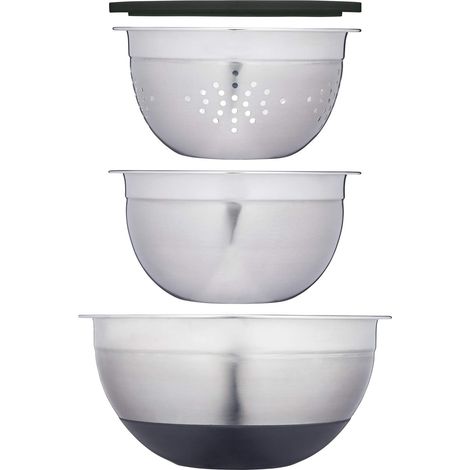 Bol en Acier Inoxydable Smart Space, Lot de 3 (Saladier, Passoire, Bol) (1/5)