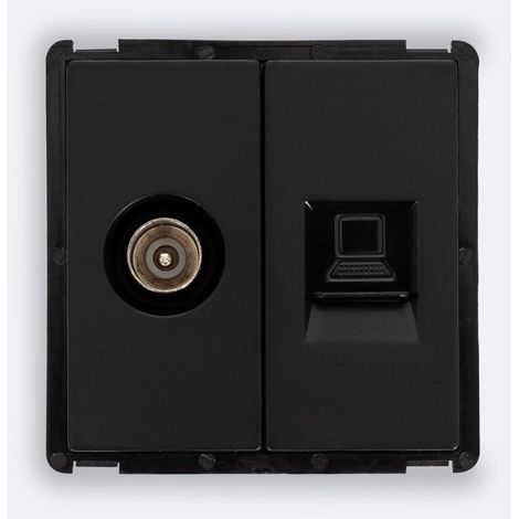 Prise RJ45 CAT 6 Internet + TV Mâle Moderne Noir (1/2)