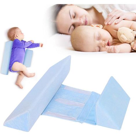 Cuscino, cuscino di supporto laterale, cuscino per neonati che dormono sul fianco, cuscino di posizionamento, cuscino a cuneo regolabile, 42x10x10 cm, blu (1/5)