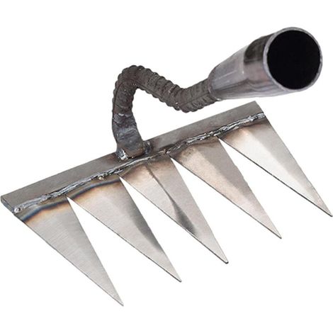 Rastrello da giardino, rastrello per diserbo in acciaio a 5 denti, attrezzo da giardinaggio manuale, scarificatore manuale per prato, zappa da giardinaggio, attrezzi da giardinaggio per semina, diserb (1/4)