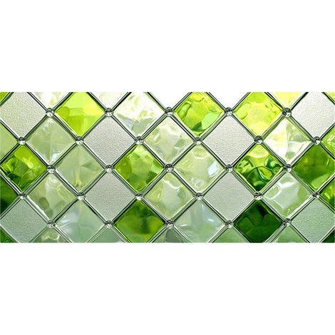 Decorative window film, green diamond pattern, 45 x 100 cm, stained glass effect, UV resistant, opaque. (1/5)
