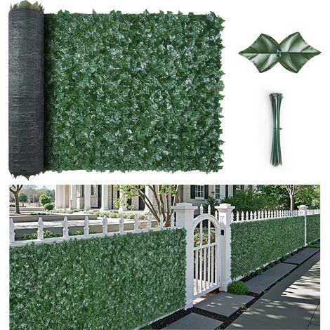 VEVOR Valla de Privacidad de Hiedra, 1830 x 2440 mm, Pantalla de Pared Verde Artificial, Valla de Hiedra Verde con Respaldo de Tela de Malla y Junta Reforzada, Setos Falsos Decoración de Hojas de Vid (1/5)