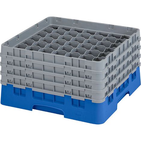 Casiers de lavage - 49 compartiments verres - Haut max 21.5 cm - 50 x 50 x 26.7 cm - Bleu - Lot de 2 - Cambro
