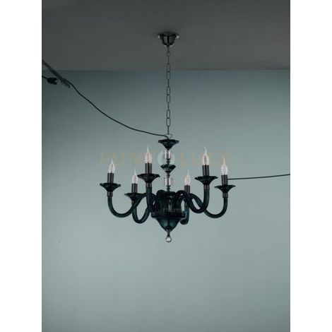 LAMPADARIO GALA 6 LUCI ATTACCO E14 OTTANIO E CROMO D.72CM