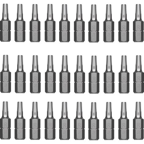 Embouts T20, Torx T20, 30 pièces, acier S2, longueur : 25 mm, convient pour vis Torx (1/5)