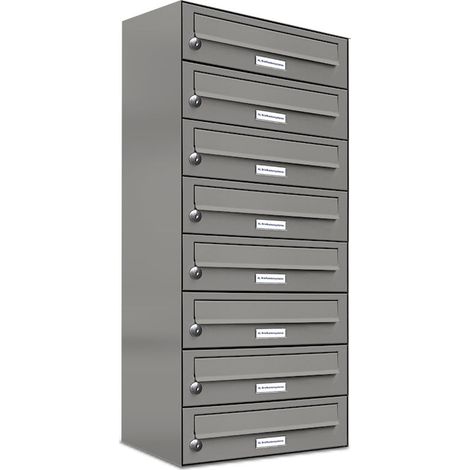 8er Premium Briefkasten Aluminiumgrau RAL Farbe 9007 für Außen Wand Postkasten 1x8 (1/5)