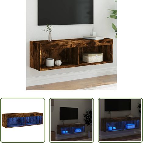 LED-Leuchten - TV-Schrank mit LED-Leuchten Räuchereiche 100x30x30 cm (1/5)