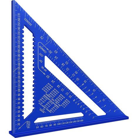 30 cm Zimmermannswinkel, Dreieckswinkel für Schreiner 45° 90°, Multifunktionales Messlineal aus Metall für die Holzbearbeitung (Blau) (1/5)