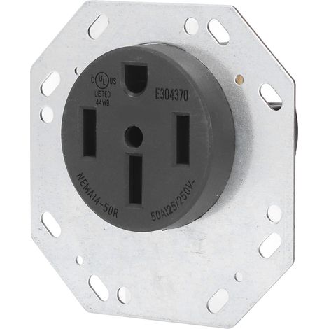 Prise industrielle droite NEMA L14-50R standard américain, réceptacle 50A 125/250V, sortie mâle étanche pour camping-car ou atelier. (1/5)