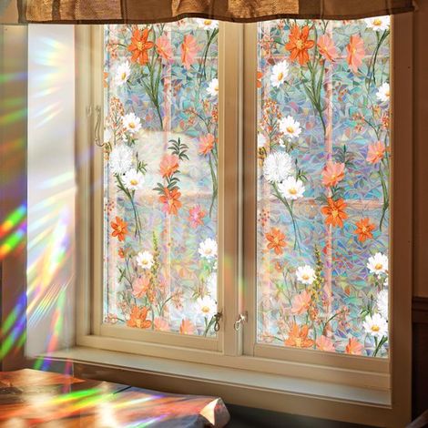 Lámina para ventanas，43x200cm，Adhesión electrostática，Lámina para ventanas para el hogar，Adhesión electrostática al vidrio，Lámina para vidrio (1/5)