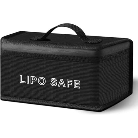 Sac de batterie LiPo, sac ignifuge pour batterie, rangement sécurisé LiPo avec double fermeture éclair et poignée robuste, sac de protection LiPo pour stockage, transport et charge des batteries LiPo, (1/5)