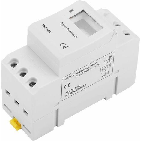 THC15A 220–240 V AC 16 A Digitaler Zeitschalter, programmierbarer digitaler Zeitschalter für DIN-Schiene (1/4)