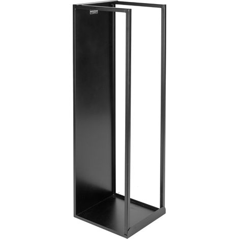 Portalegna per Camino 32x35x120cm in Ferro Verniciato Nero Opaco