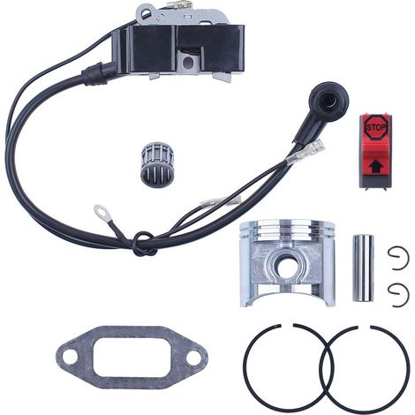 50MM kit de roulement de piston, bobine d'allumage et interrupteur d'arrêt compatible avec tronçonneuse Husqvarna 372 365 362 371 (1/5)