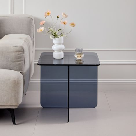 Table d’appoint en verre trempé gris 45 x 45 x 41 cm (1/5)