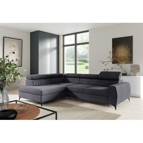 Ecksofa Schlafsofa Sofa TORONTO Stoff Element Graphit Ottomane Links (1/4)
