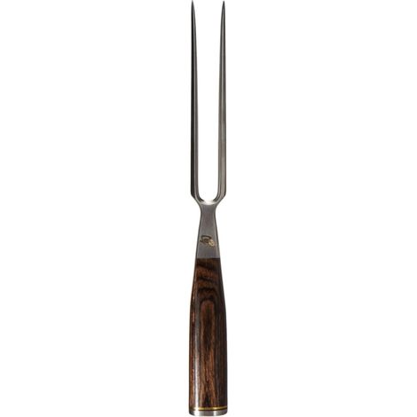 KAI Tenedor para carne Shun Premier Tim Mälzer, puntas de 16,5 cm - Acero inoxidable de alta calidad resistente a la corrosión - Mango de madera de Pakka marrón medio - Hecho en Japón