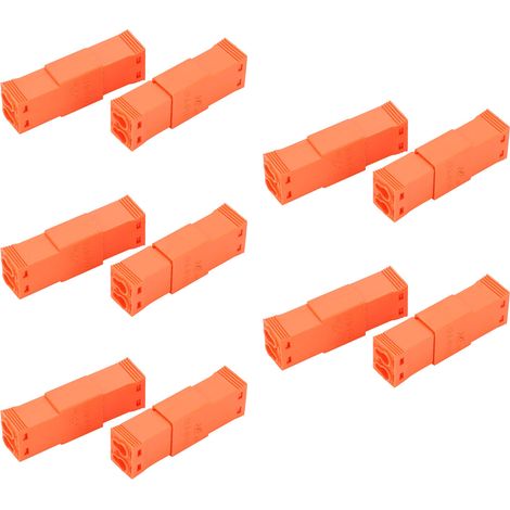 Packung mit 10 OJ-616-Drahtverbindern, doppelt männlich und weiblich, orange, amerikanischer Stecker-Klemmenblock für LED- und Beleuchtungsanlagen (1/5)