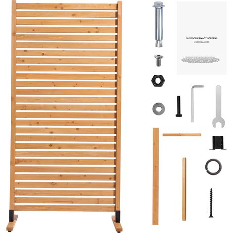Mophorn Holz-Sichtschutz 91x6,3x187 cm, freistehender Raumteiler für Außenbereiche, dekorative Trennwand für Terrasse, Balkon, Garten und Rasen