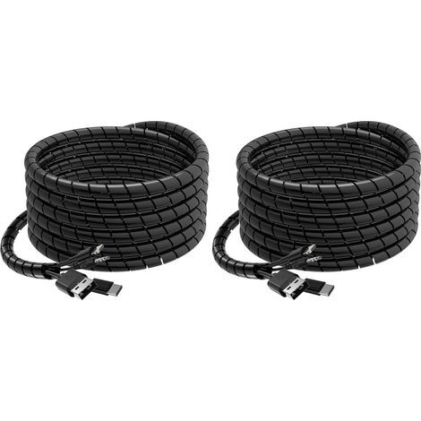6M Spiral Cable Cover 12-24mm, Flexible Spiral Cable Sleeve for Office/Computer, Cable Management Kit for TV/PC/USB/TV/AUX Antenna Cables, Black - DIY (Pack of 2) (1/5)