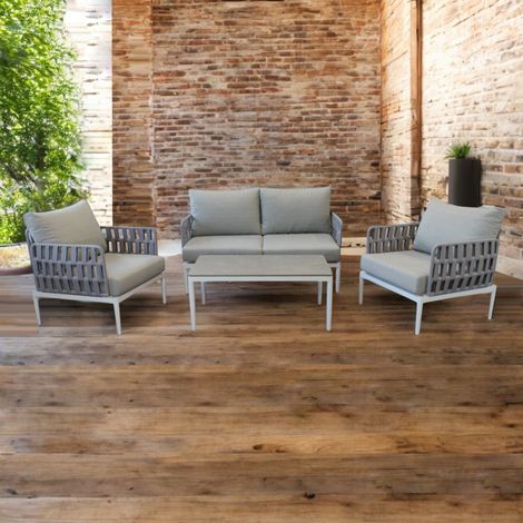 CASCADA - salotto outdoor con struttura in alluminio grigio chiaro, antracite o naturale (1/4)
