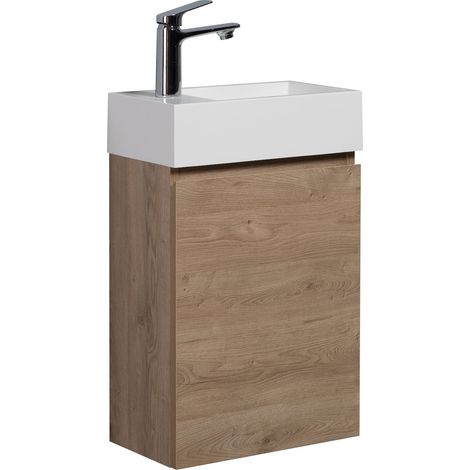 WC Badmöbel Angela 40x22 cm Kastanien Eiche - Schrank Waschbecke (1/5)