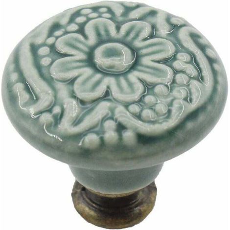 Poignée de meuble,Lot de 10 boutons en céramique décoratifs pour tiroir(vert), armoire, commode, étagère, poignée de traction, meub (1/4)