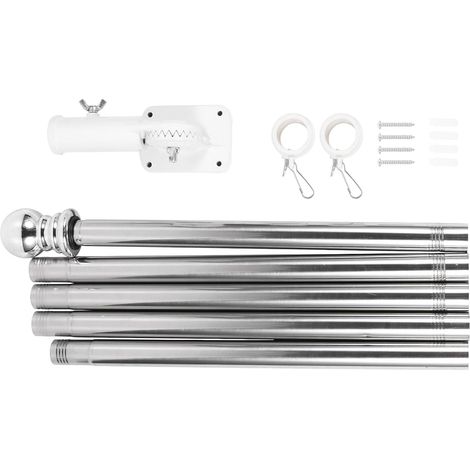 Kit Mât de Drapeau Mural INOX avec Base Lourde Blanche Support Rotatif pour Affichage sans Enchevêtrement Montage Facile et Ajustable (1/5)