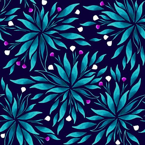 Tela decorativa para exteriores Oxford - motivo de flores azules I DR118 (1/5)