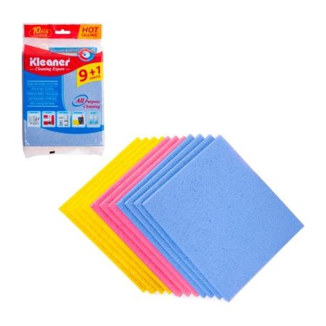 Panno multiuso KLEANER, confezione da 10, 5 colori, 31 x 35 cm, elevato assorbimento