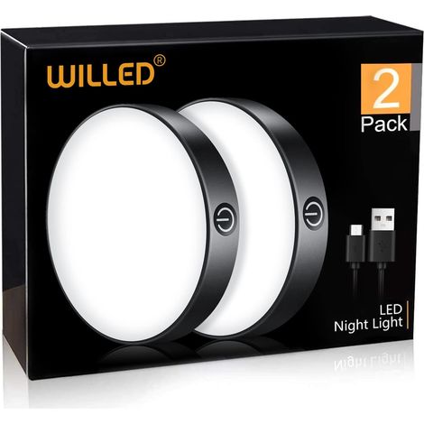 Battery Operated Touch Lamp, Dimmable Touch Lights 6000K with Rechargeable Battery, Magnet Stick on Can Be Used, Cabinet Light, Kitchen Lamp(2 Pack) (1/5)