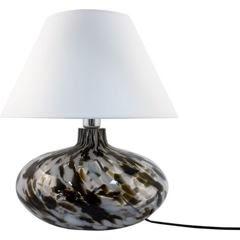Lampe à poser Adana verre abat-jour blanc E27 60W Zuma