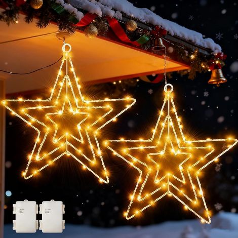 Étoile Lumineuse 2 Pièces 75 LED Etoile de Noël a Suspendre (1/5)