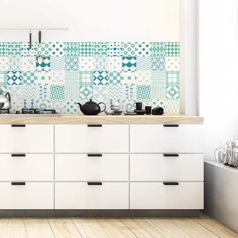 Sticker Mural Carrelage adhésif Cuisine Salle de Bain - 30 STICKERS CARRELAGES SCANDINAVE CEMENTPLATTOR - 30stickers10x10cm (1/5)