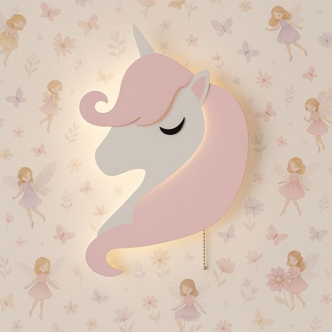 Luce notturna a LED a forma di unicorno e pony - Montaggio a parete per la cameretta dei bambini (1/5)
