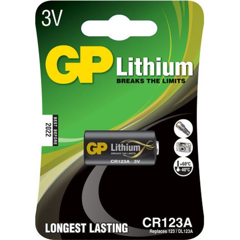 Batería de botón de litio GP Battery CR123A de 3 V (paquete de 1)