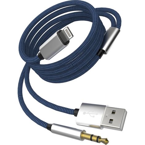 1.2M Cable Audio Jack Adaptateur Lightning vers Prise Câble Fil USB Auxiliaire Voiture Aux pour 14 13 Pro Max Casque Ecouteur pour iPad 3.5mm Filaire Cordon Chargeur Enceinte Musique (1/5)