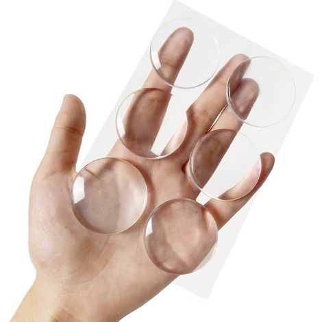 Sollbry 6 pièces butées de porte adhésives tampon de silicone élastique transparent protecteur de tampon mural butée de porte pour poignées de porte d'armoire, poignées de porte et de porte (1/4)
