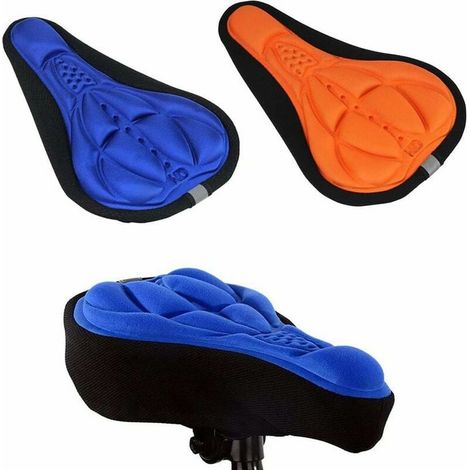 2 Pack Bike Seat Cover, Thickened 3D Gel Bicycle Saddle Covers, Cycling Equipment Accessories (Orange, Blue) (1/5)