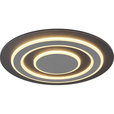 LED Deckenleuchte anthrazit opal Deckenlampe grau Wohnzimmerleuchte Decke, Metall Acryl, 40W 1100Lm warmweiß, DxH 48x5,2 cm (1/5)