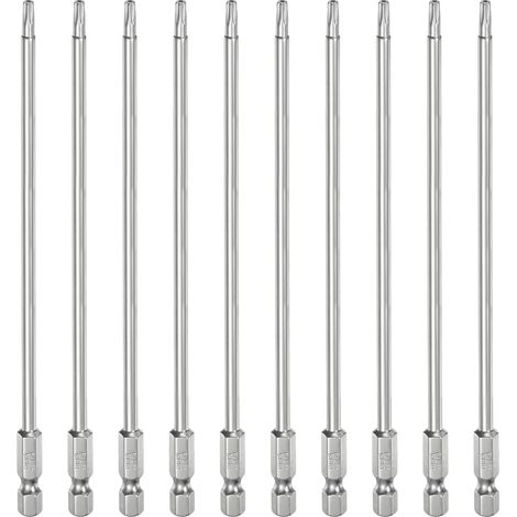 10Pcs T15 Embout Tournevis Torx 1/4" Hex Shank Longueur 6" (150mm) (1/5)