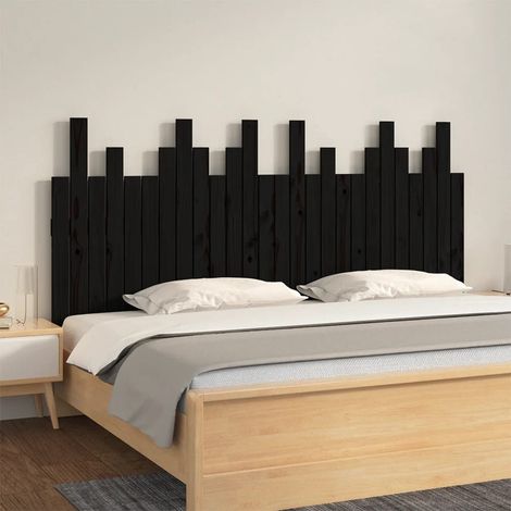 vidaXL Testiera da Parete Nera 166x3x80 cm in Legno Massello di Pino