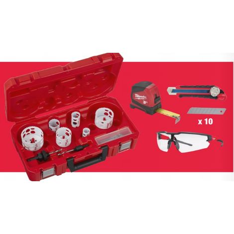 Trade Set Seghe Tazza Hole Dozer 13 Pz +Occhia. +Flessom. +Taglierino +Lame Milwaukee 4932493803