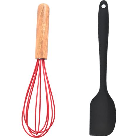 Ustensiles De Cuisine - Ensemble Mini En Silicone Et Bois De Hêtre - Pour Préparation Alimentaire Et Cuisson Quotidienne - Lot De 2 Pièces (1/5)