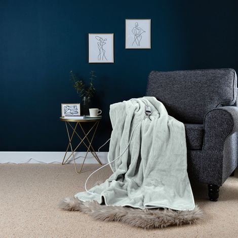 Slumberdown Elegantly Warm Luxury Heated Throw, Light Pistachio