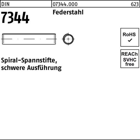 DIN 7344/ISO 8748 Spiral-Spannstifte, schwere Ausführung Federstahl 5 x 28 S 500 Stk (1/2)