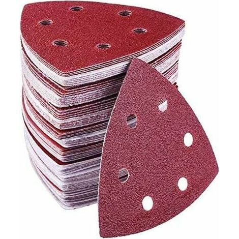 Triángulos de lijado con 6 agujeros, 93 x 93 x 93 mm, granos 40/60/80/120/180/240 - Triángulo de lijado para lijar y pulir (1/5)