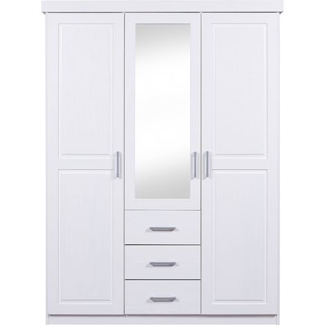 Gerpa Kleiderschrank 2 Türen, 1 Spiegeltür, 3 Schubladen weiss.
