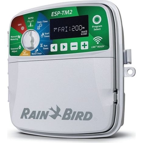 Rain Bird – Programmateur arrosage automatique 6 zones – Alimentation 230V – Connectivité LNK WIFI – Grand écran LCD rétroéclairé