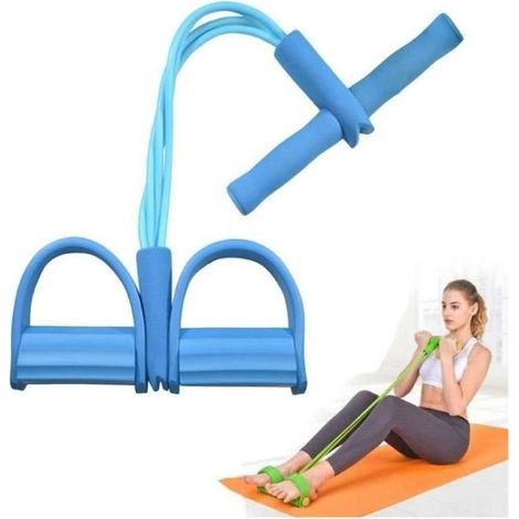 Multifunktionales Widerstandsband fürs Training, 4-Röhren-Beintrainer, Pedal-Fitnessgerät, Blau (1/5)